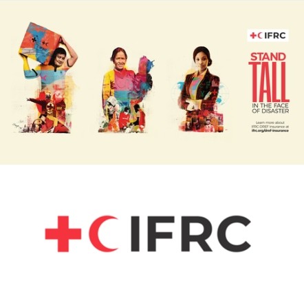 국제 적십자사·적신월사연맹 로고(아랫쪽)와 재난구호 기부 홍보